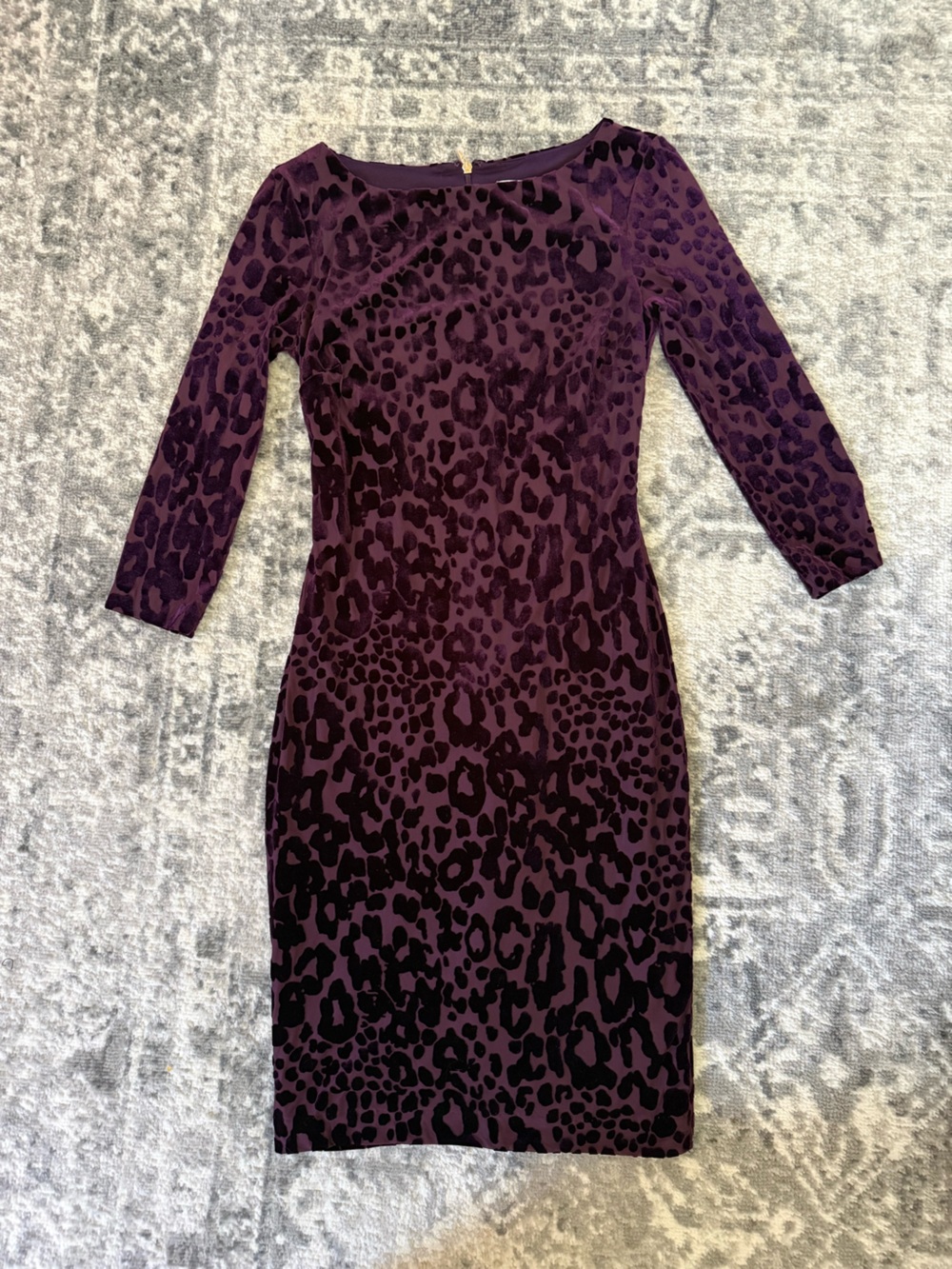 Cache Purple Leopard Print Midi Bodycon Dress